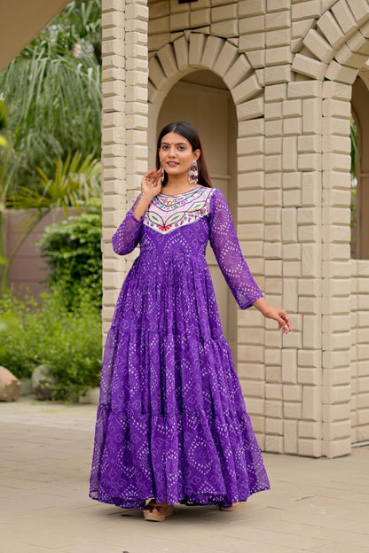 Readymade purple georgette long dress in USA