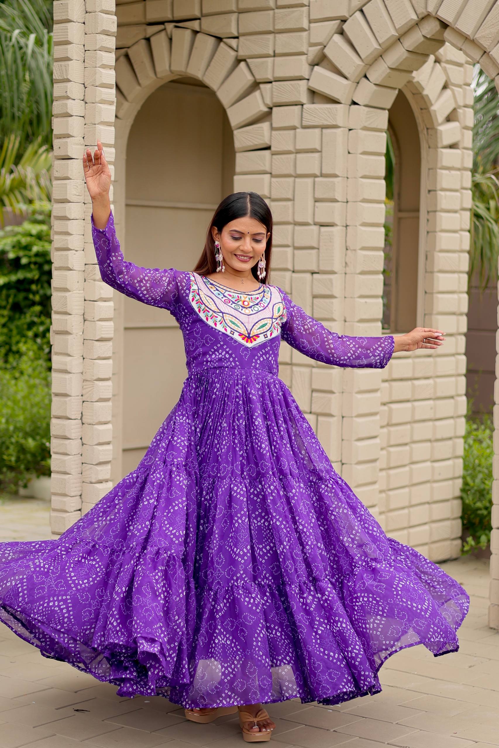 Purple readymade gown for festive