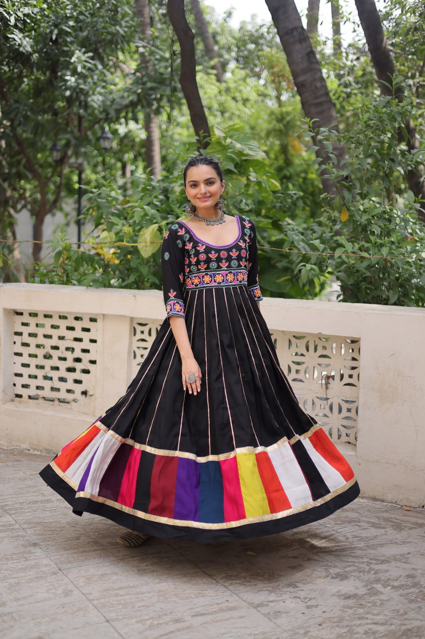 Black roman anarkali gown for festive 