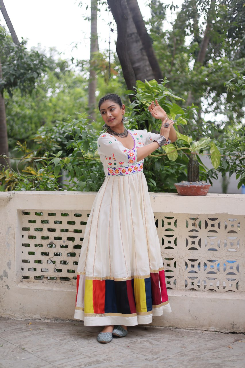 Navratri wear white roman gown 