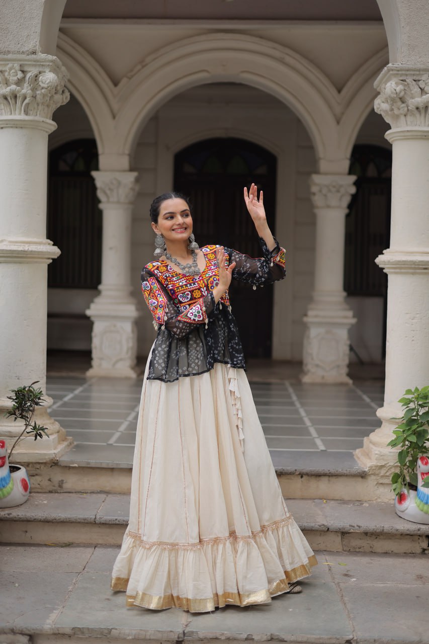 Black cotton lehenga choli with online 