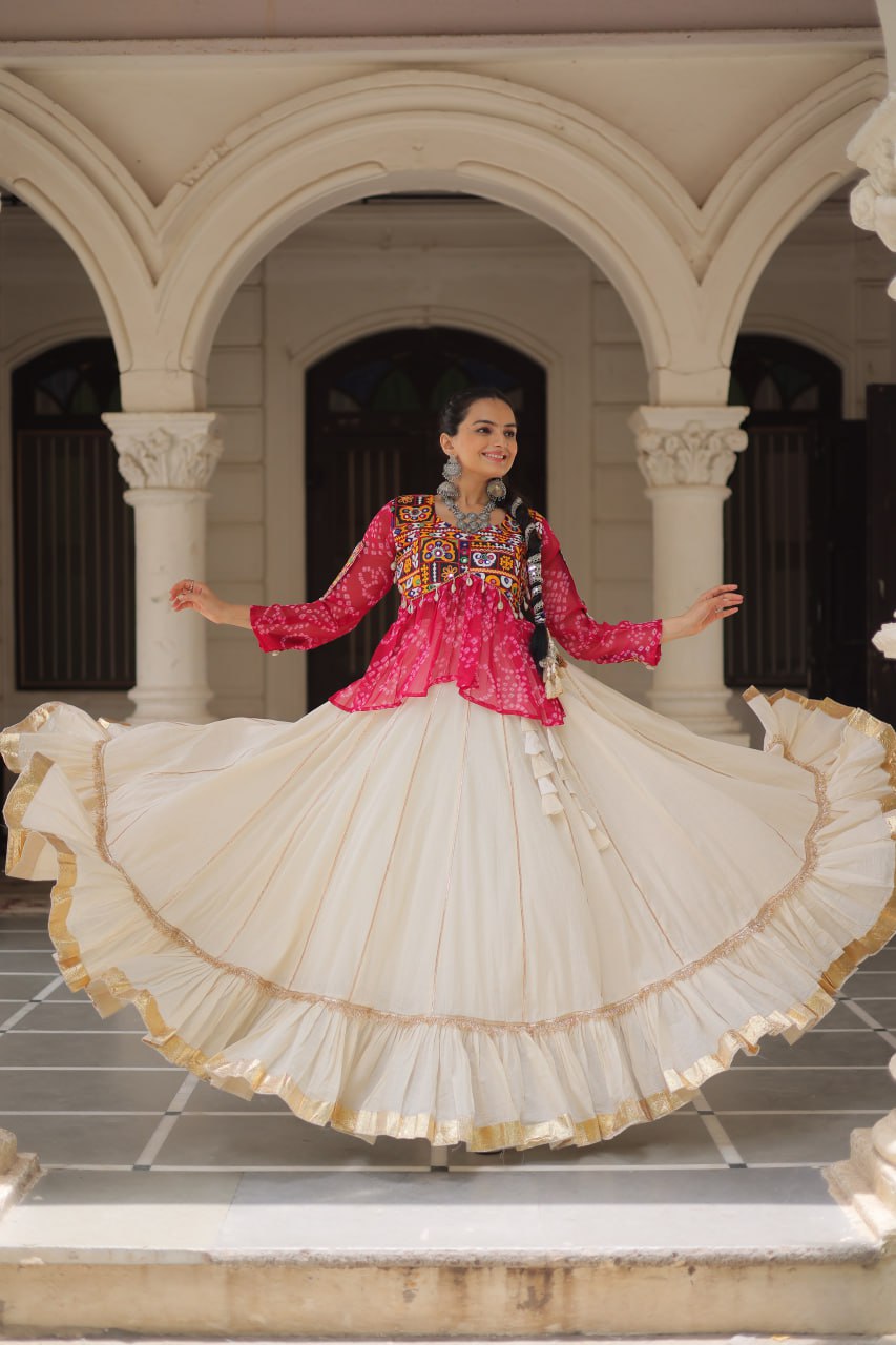 Gamthi work pink lehenga for festive 