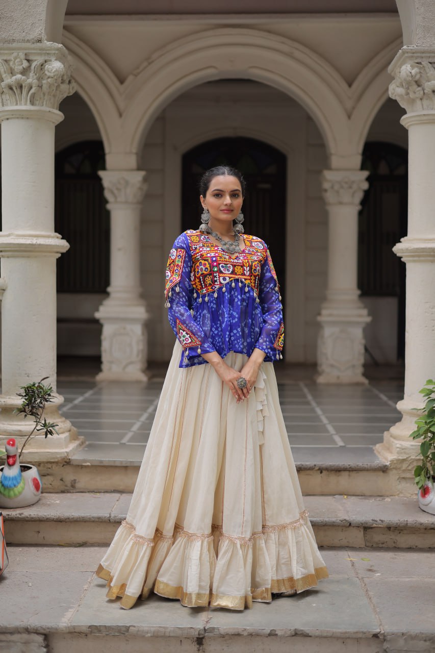 Navratri wear blue lehenga choli for garba 