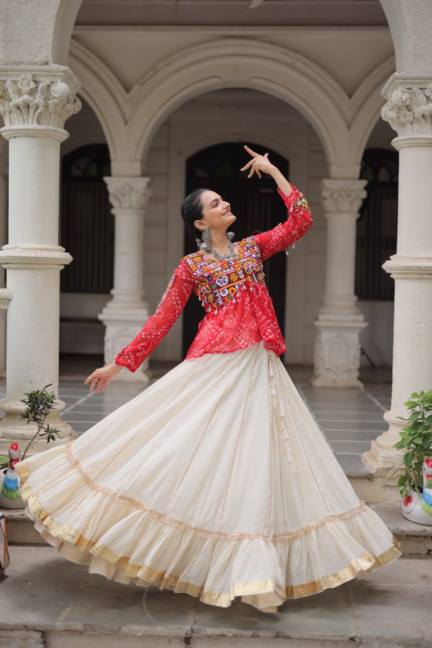 Red bandhani printed lehenga choli 