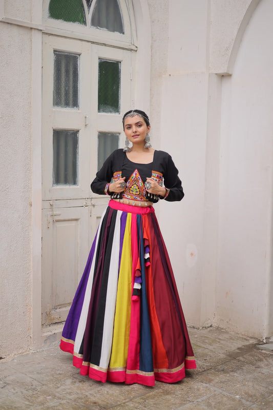 Navratri wear multi color lehenga with top