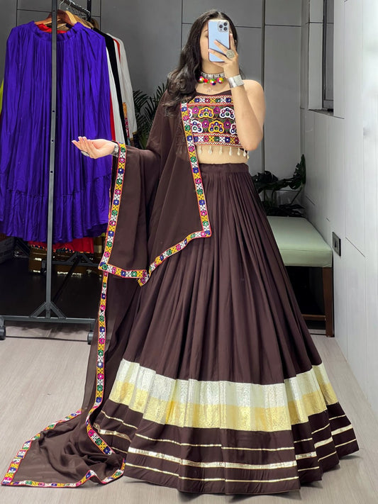Brown color cotton lehenga choli 