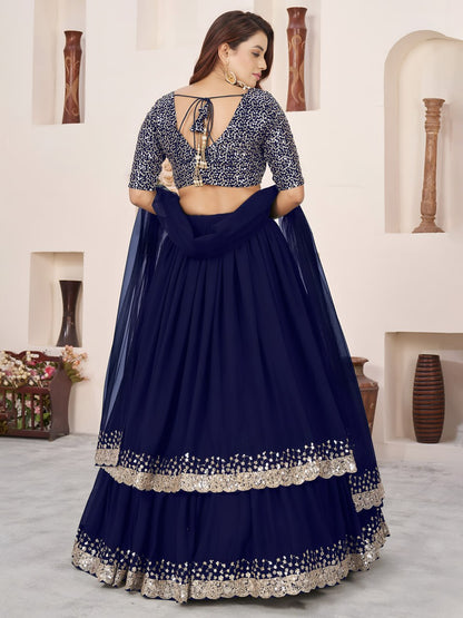 Bollywood Blue Georgette Embroidered Lehenga Choli