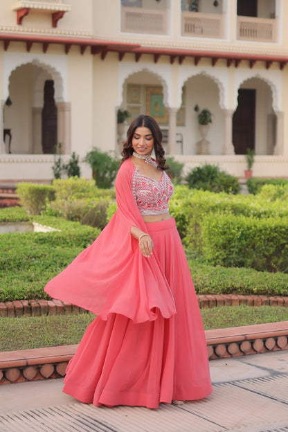 Peach Indo Western Style Lehenga Choli with Shrung