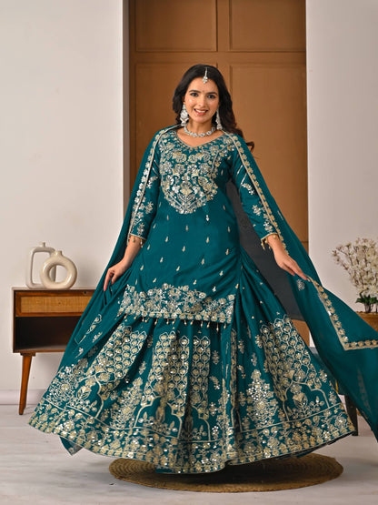 Ready to Wear Chinon Silk Top with Lehenga for Wedding