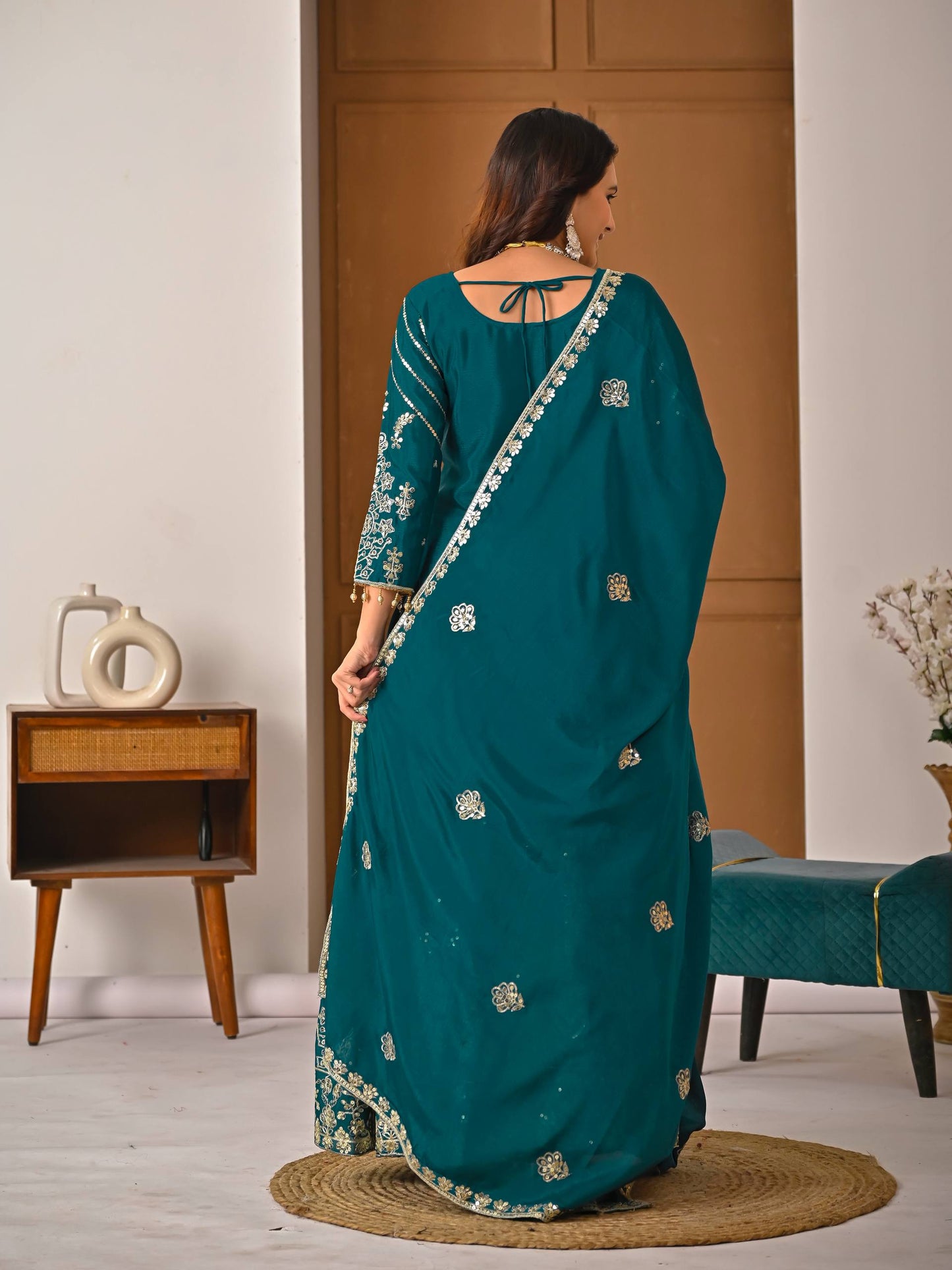 Ready to Wear Chinon Silk Top with Lehenga for Wedding