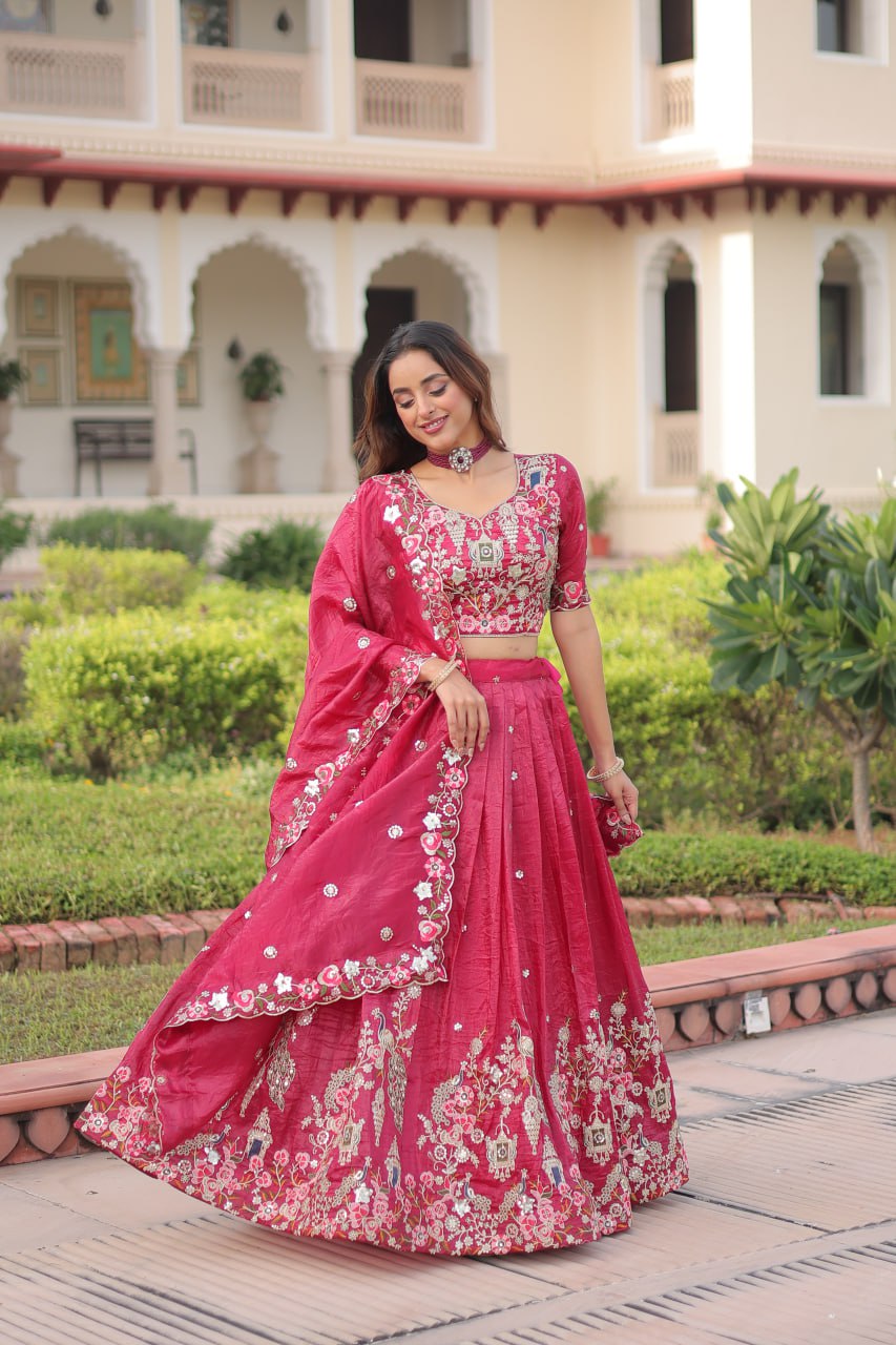 Pink Gold Crush Ready to Wear Designer Lehenga Choli