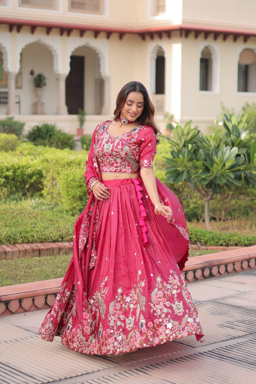 Pink Gold Crush Ready to Wear Designer Lehenga Choli