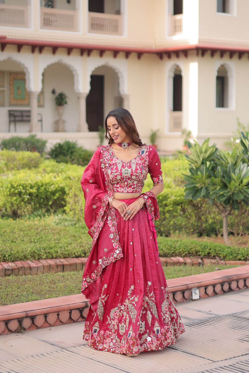 Pink Gold Crush Ready to Wear Designer Lehenga Choli