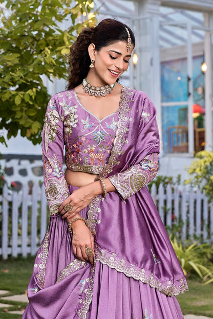 Lavender Ready to Wear Ghagra Choli for Wedding