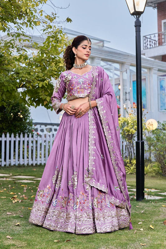 Lavender Ready to Wear Ghagra Choli for Wedding