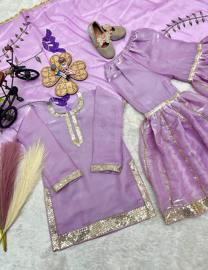 Lavender Ready to Wear Kids Sharara Suits for Eid