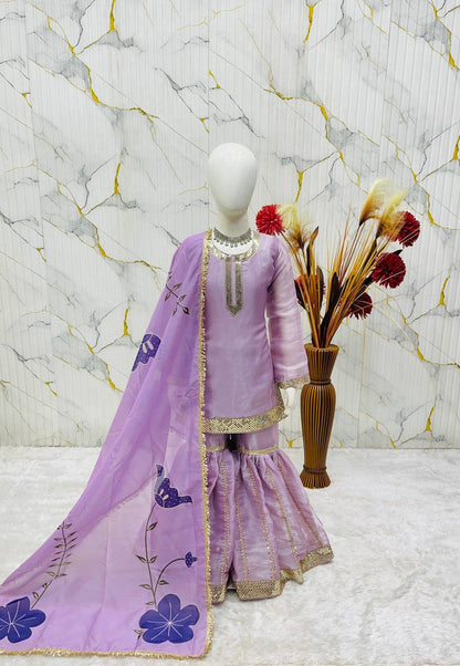 Lavender Ready to Wear Kids Sharara Suits for Eid