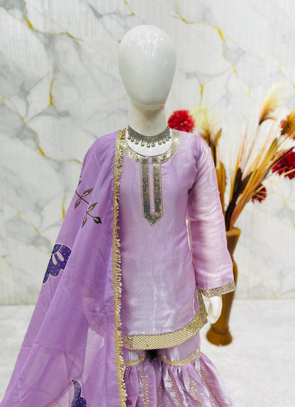 Lavender Ready to Wear Kids Sharara Suits for Eid