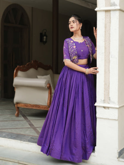 Purple Indo Western Style Ready to Wear Lehenga Choli