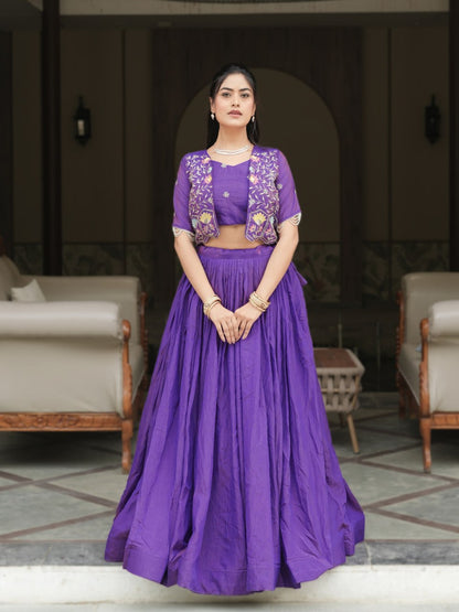 Purple Indo Western Style Ready to Wear Lehenga Choli