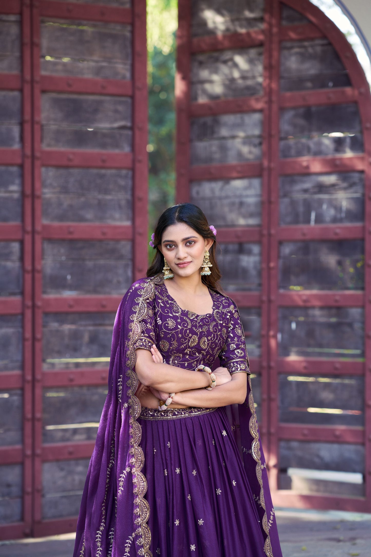 Purple Star Georgette Ready to Wear Party Lehenga Choli