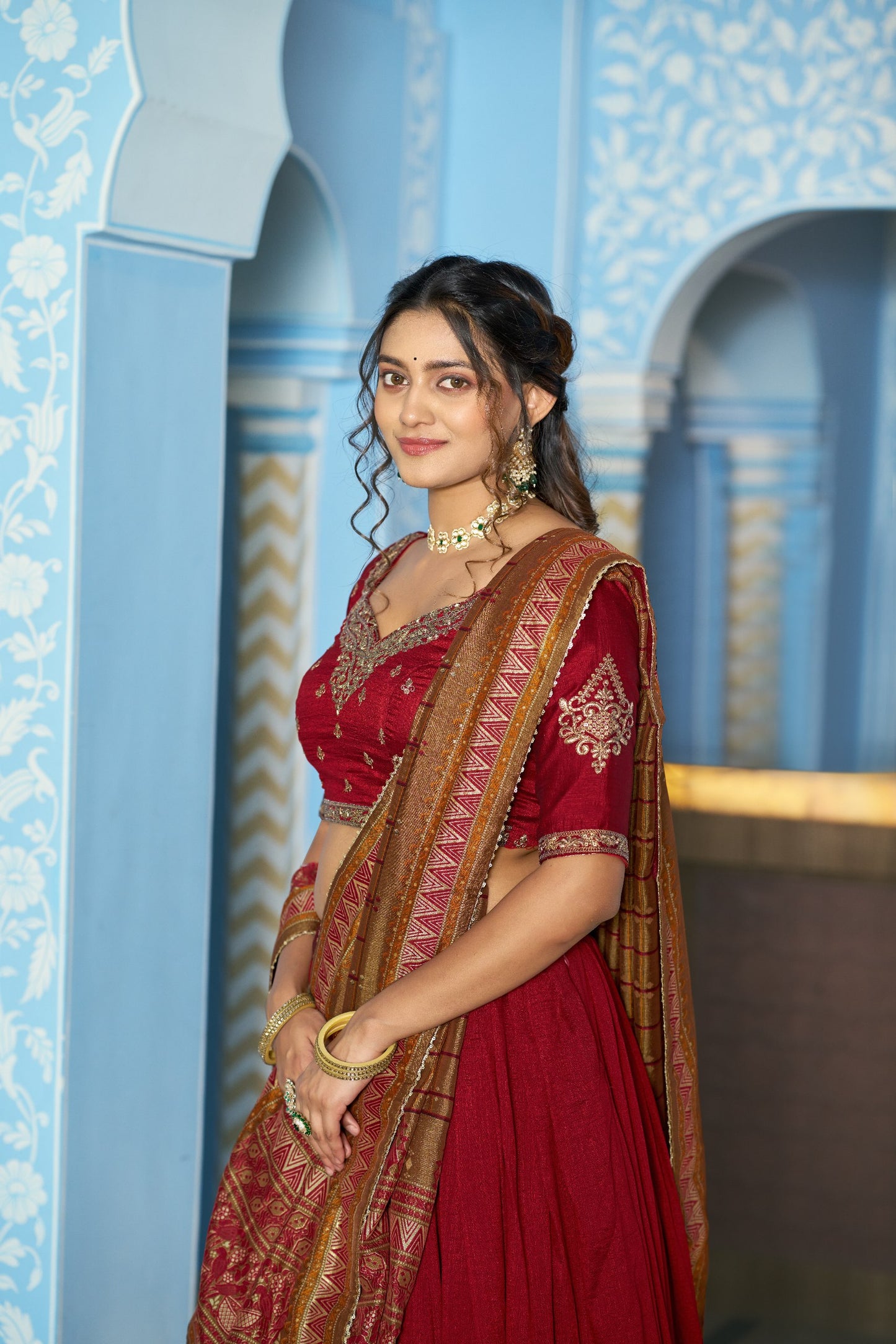 Maroon Vichitra Silk Wedding Wear Lehenga Choli Set