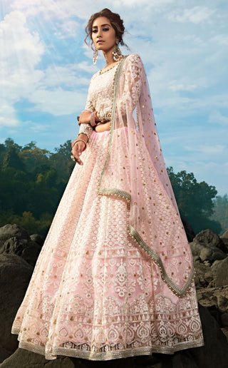 soft net pink lehenga Engagement