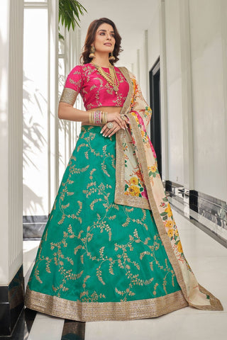 art silk rama colour lehenga diwali Wear