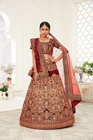 red velvet lehenga simple