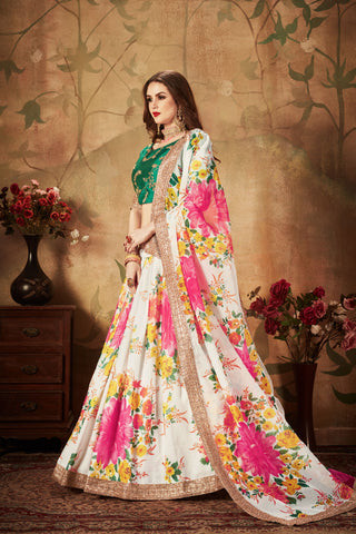 Party Wear Organza Lehenga