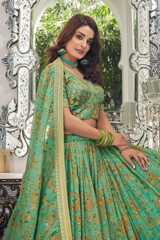 organza pista lehenga for bride