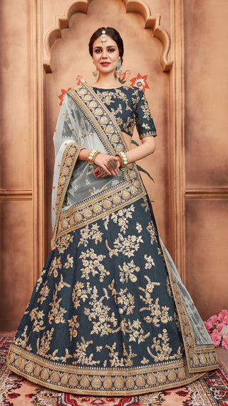 Art Silk Grey  lehenga choli